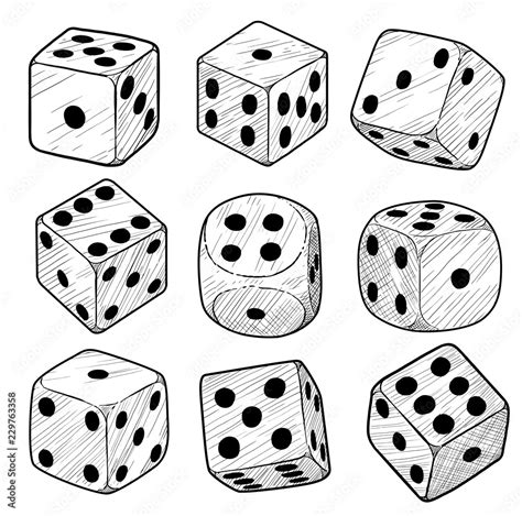 Dice illustration, drawing, engraving, ink, line art, vector Stock Vector | Adobe Stock