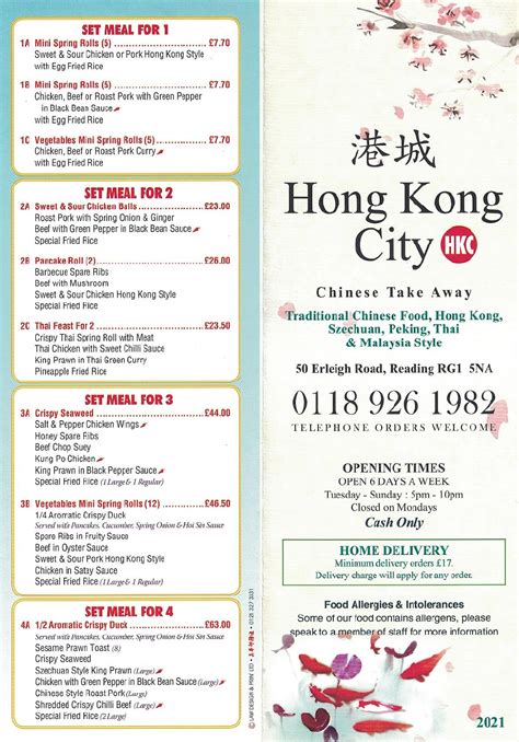 Menu at Hong Kong City fast food, Reading, 50 Erleigh Rd