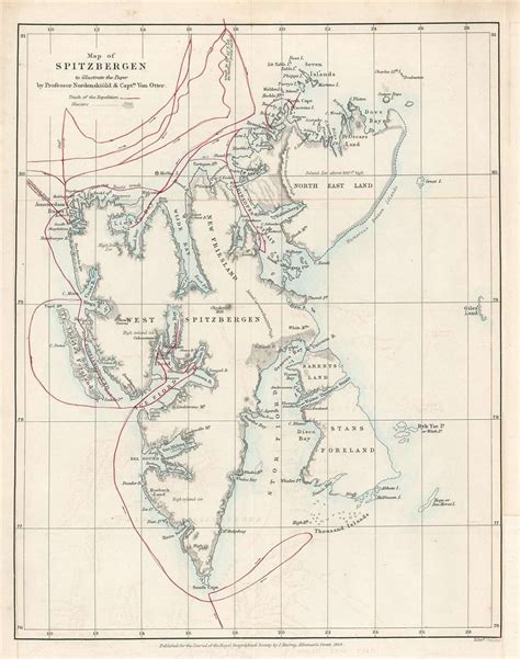 Map of Spitzbergen to illustrate the Paper by Professor Nordenskiöld ...