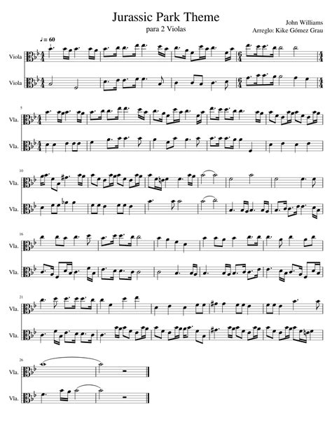 Jurassic Park Theme Sheet music for Viola | Download free in PDF or MIDI | Musescore.com