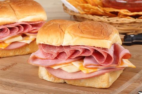 Cold Cut Sandwich Closeup stock image. Image of board - 21899347