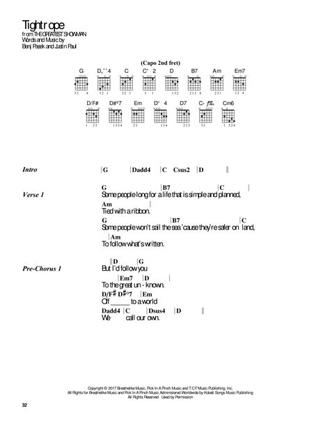 Tightrope (from The Greatest Showman) by Pasek & Paul Sheet Music for Guitar Chords/Lyrics at ...