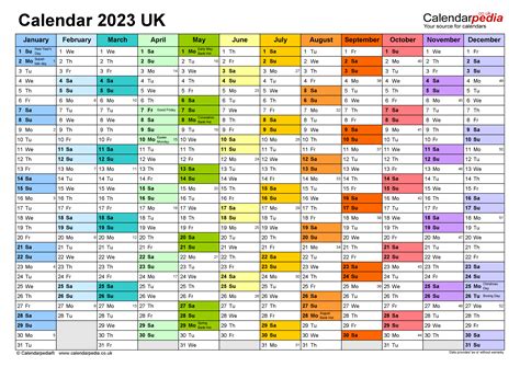 Calendar 2023 (UK) - free printable PDF templates