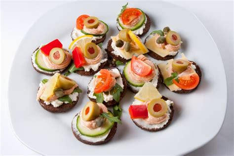 Mini canapes stock image. Image of sandwich, olives, small - 20646727