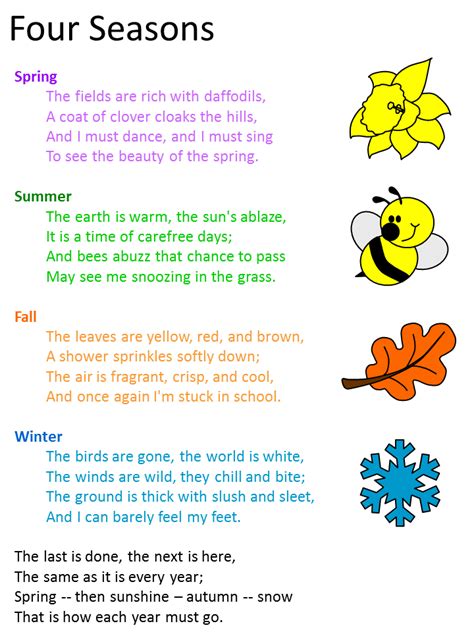 Poems About Seasons For Kids