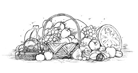 Basket Of Fruit Pencil Coloring Pages