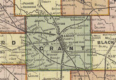 Grant County, Indiana, 1908 Map, Marion