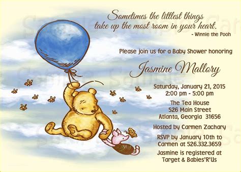 Winnie the Pooh Baby Shower Invitations Templates Free Of Printable ...