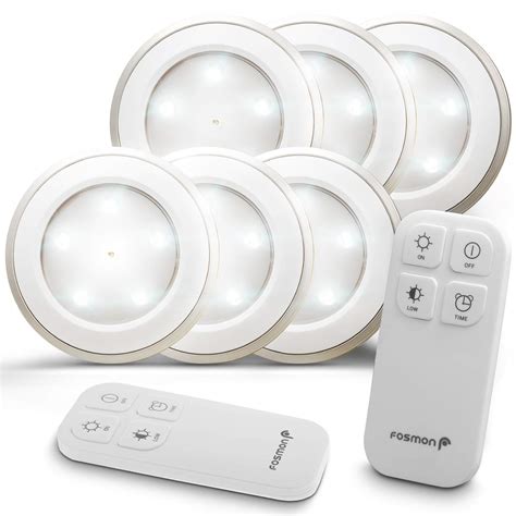 Fosmon Wireless LED Puck Light 6 Pack with Remote Control, Under Cabinet | eBay