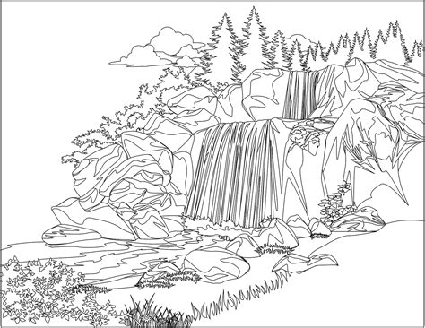 Waterfall Coloring Pages Free Printable