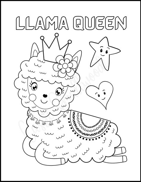 Cute Printable Llama Coloring Page