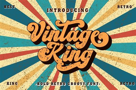Vintage King Retro Groovy Font Vintage Font Groovy Font Retro Font Procreate Font Bold Font ...