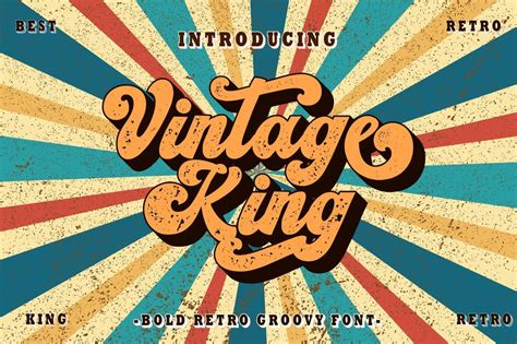 Vintage King Retro Groovy Font Vintage Font Groovy Font Retro Font Procreate Font Bold Font ...