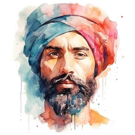 Premium AI Image | a colorful portrait of a turban wear indian man