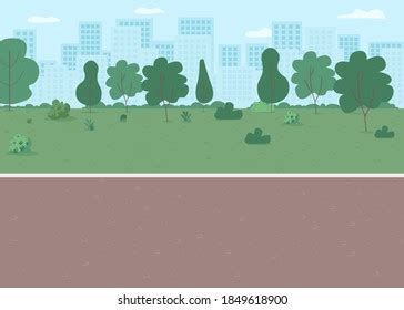 Sidewalk Park Flat Color Vector Illustration Stock Vector (Royalty Free) 1708350070 | Shutterstock