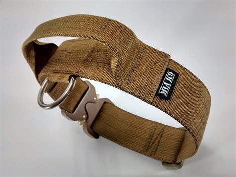 Tactical military dog collar with handle Coyote Brown 40mm/