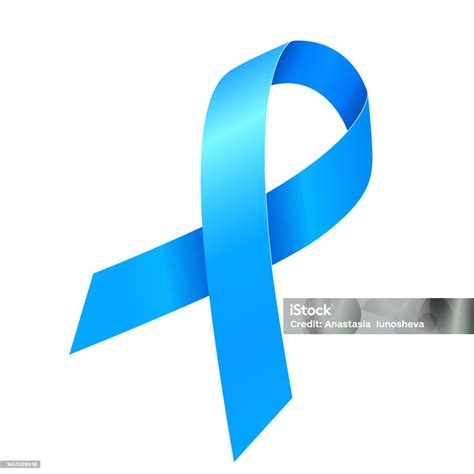 Prostate Cancer Awareness Month Blue Ribbon Vector Illustration Isolated On White Stock ...