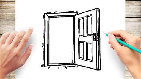 How To Draw Opening Door Step by Step - YouTube