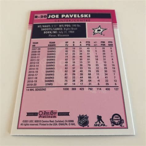 NHL Card,Joe Pavelski,Retro OPC Platinum 2020-21,Dallas | eBay