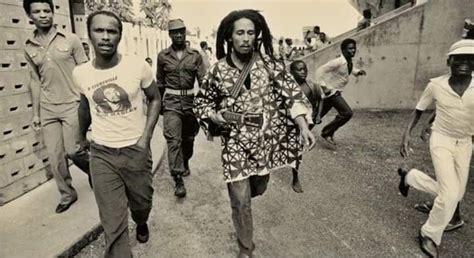 BOB MARLEY with his manager, DON TAYLOR- LIBREVILLE, GABON. 💛💚