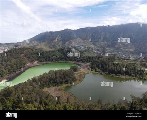 Aerial view of Telaga Warna lake in Dieng Wonosobo, Indonesia Stock Photo - Alamy