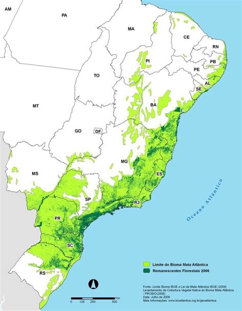 4 -Map of the remnants of the Atlantic Forest in Brazil. In light green... | Download Scientific ...