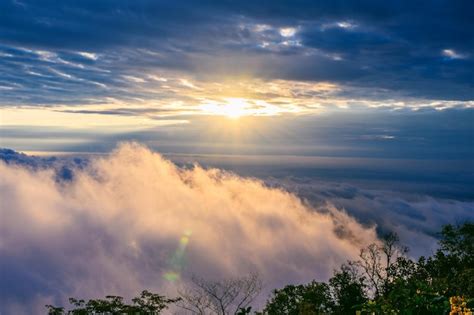 Premium Photo | Aerial view landscape sea of mist and clouds over chiang mai city on doi suthep ...