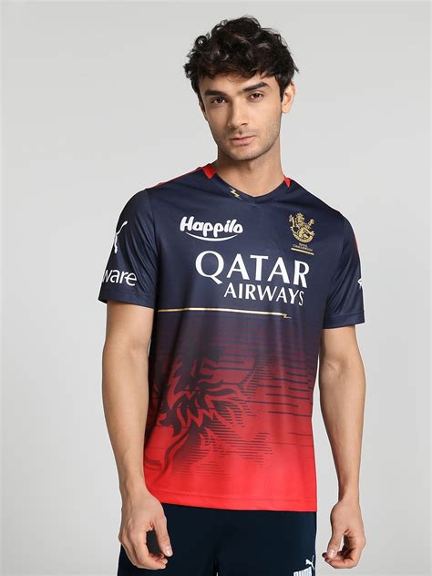 Buy Men Navy Blue and Red RCB 2023 Replica Jersey From Fancode Shop.