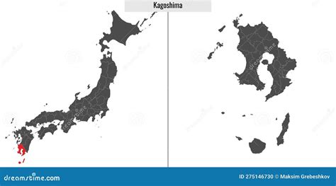 Map of Kagoshima Prefecture of Japan Stock Vector - Illustration of city, tower: 275146730