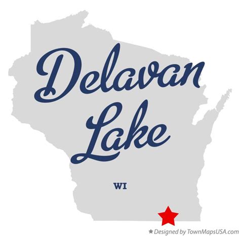 Map of Delavan Lake, WI, Wisconsin