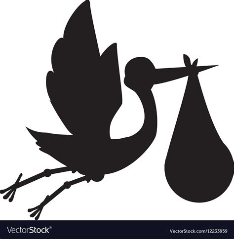 Stork holding a bag with baby Royalty Free Vector Image