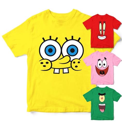 SpongeBob SquarePants Cartoon Character Kids & Adult T-shirt | Shopee ...