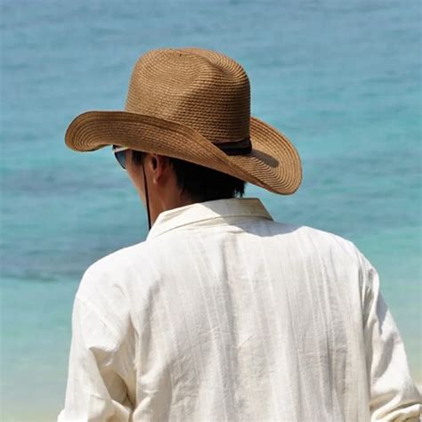 New Luxury Fashion Men's Beach Straw Cowboy Hat Jazz Summer Sun hats ...