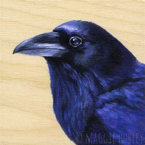 Raven - Bird Art Print on Wood - Maggie Hurley