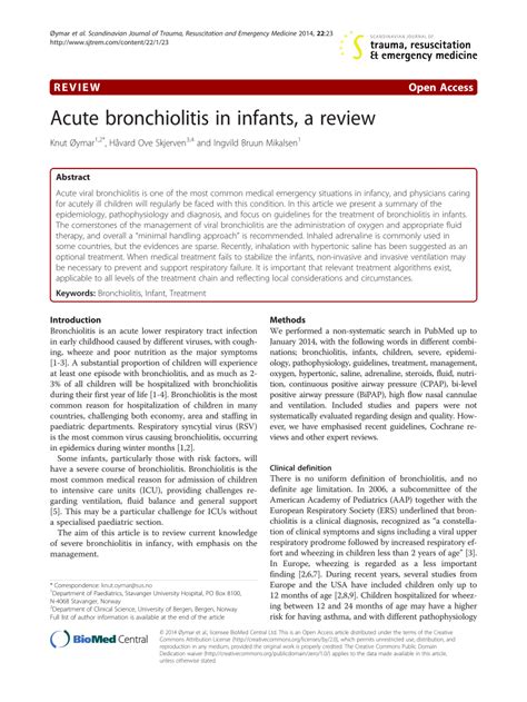 (PDF) Acute bronchiolitis in infants, a review