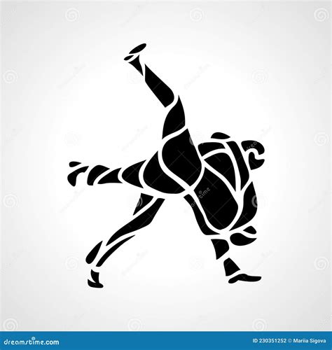 Judo Fighters Round Pictogram or Logo. Martial Arts Icon Stock Vector ...