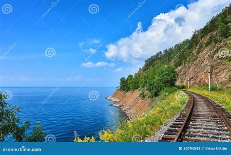 Plot Circum-Baikal Railway Near Steep Bank of Lake Baikal Stock Photo - Image of eastern ...