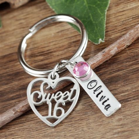 Sweet 16 Birthday Gift, Sweet 16 Keychain, Sweet Sixteen Keychain, Gift ...