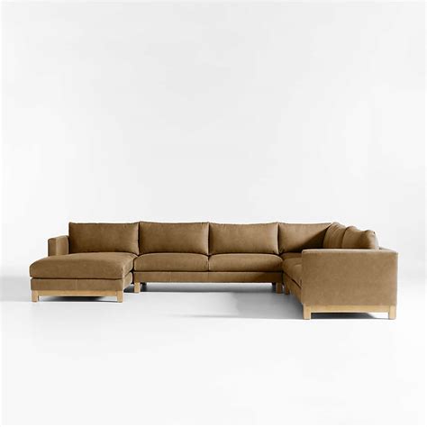 Pacific 4-Piece Leather U-Shaped Sectional Sofa with Armless Sofa | Crate & Barrel