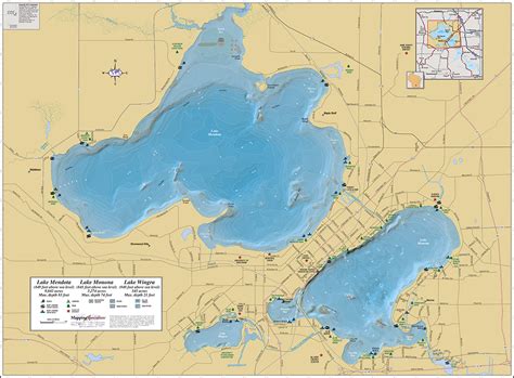 Lake Mendota & Lake Monona Wall Map