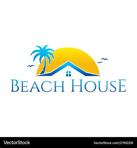 Beach house logo design Royalty Free Vector Image