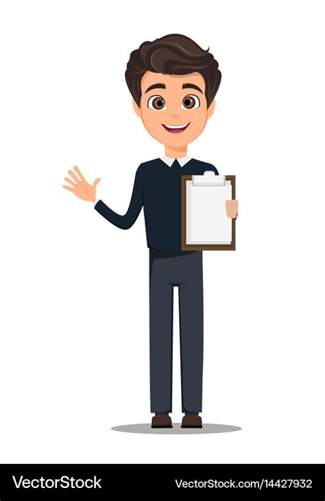 Business man cartoon character young handsome Vector Image