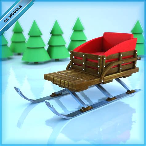 3d kids santa sleigh model