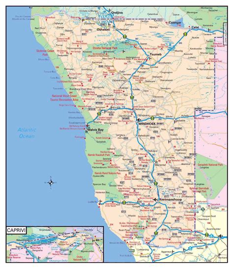 Large detailed road map of Namibia with other marks | Namibia | Africa ...