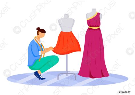 Fashion designer atelier flat color vector illustration Creating exclusive skirts - stock vector ...