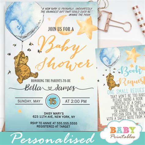 Winnie The Pooh Baby Shower Invites - D290 - Baby Printables