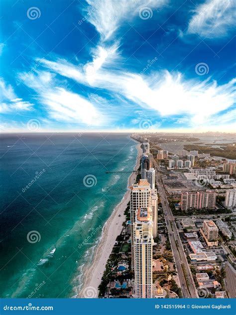 Miami Beach Skyline at Sunset. Wonderful Aerial View from the Sky Stock ...