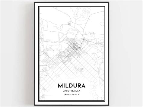 Mildura Map Print Mildura Map Poster Wall Art Mildura City | Etsy