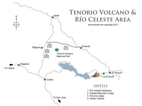 Tenorio Volcano Map | Arenal Volcano Costa Rica