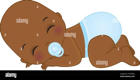 Vector Cute African American Baby Boy in Blue Diaper Stock Vector Image & Art - Alamy